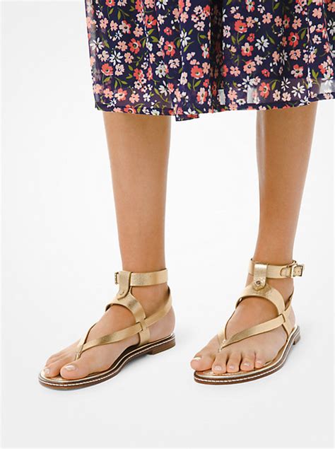 michael michael kors pearson metallic leather sandal|Pearson Leather Sandal .